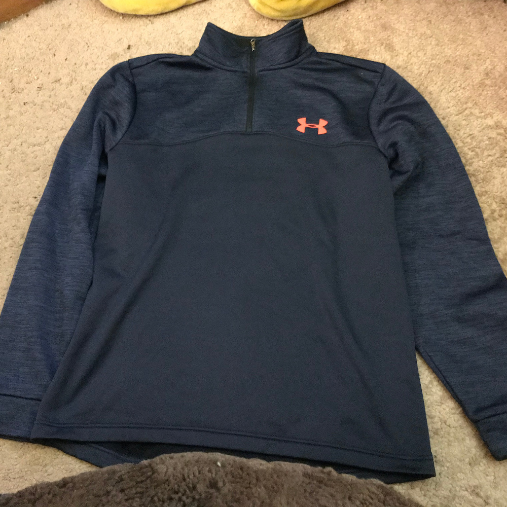 Under Armour 1/4 Zip Dark Blue and Orange Sz Med